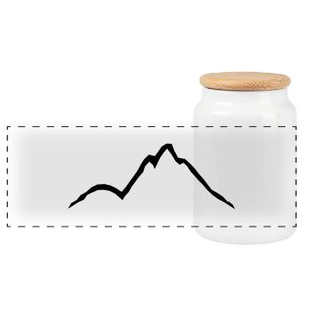 Beautiful mountains lines design - Panoramic Cookie Jar with Wooden Lid - white - Front