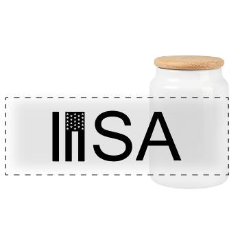 USA - Panoramic Cookie Jar with Wooden Lid - white - Front