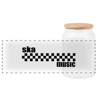 ska music - Boîte à biscuits avec couvercle en bois - blanc - Devant