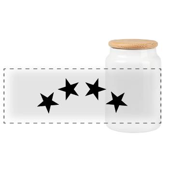 4 Sterne / 4 stars (1c) - Panoramic Cookie Jar with Wooden Lid - white - Front
