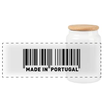 MADE IN PORTUGAL - Panoramic Cookie Jar with Wooden Lid - white - Front