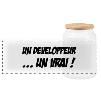 Un Développeur... un vrai ! - Panoramic Cookie Jar with Wooden Lid - white - Front