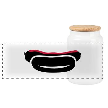 Sausage - Panoramic Cookie Jar with Wooden Lid - white - Front