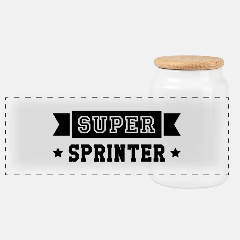 Leichtathletik / Sprint / Sprinter / Sprinterin - Panorama Keksdose mit Holzdeckel - Weiß