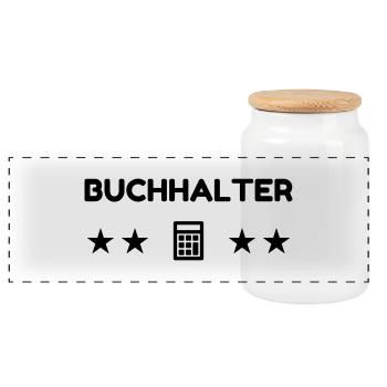 Buchhalter / Buchhaltung / Nummer / Buchhalterin - Panorama Keksdose mit Holzdeckel - Weiß - Vorne