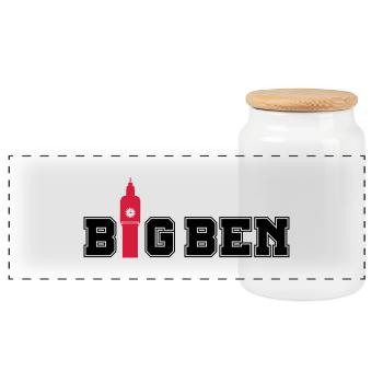 big_ben_02 - Panoramic Cookie Jar with Wooden Lid - white - Front