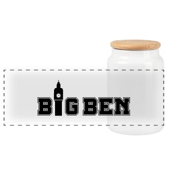 big_ben_01 - Panoramic Cookie Jar with Wooden Lid - white - Front