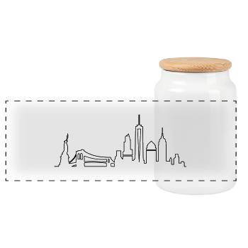 Skyline - New York City - Panorama Keksdose mit Holzdeckel - Weiß - Vorne