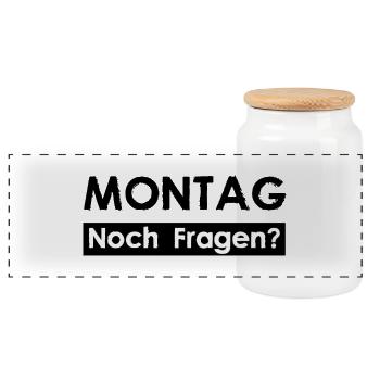 MONDAY - Any questions? - Panoramic Cookie Jar with Wooden Lid - white - Front