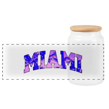 Miami logo: Collegiate design with a tropical vibe - Panoramic Cookie Jar with Wooden Lid - white - Front