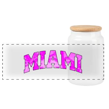 Miami-Logo: College-Design mit tropischem Flair - Panorama Keksdose mit Holzdeckel - Weiß - Vorne