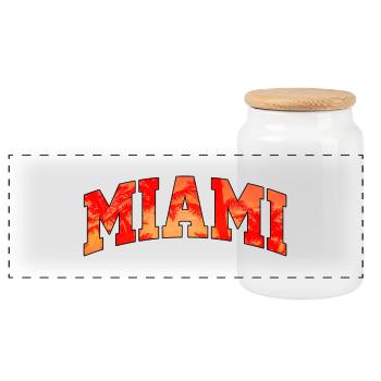 Miami-Logo: College-Design mit tropischem Flair - Panorama Keksdose mit Holzdeckel - Weiß - Vorne