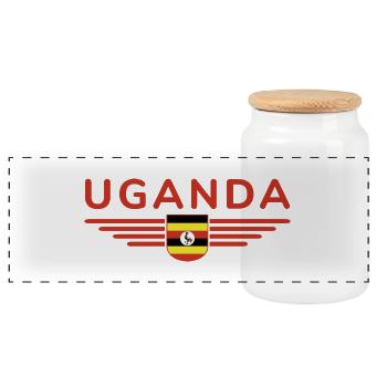 Uganda T-Shirt für Entdecker - Panorama Keksdose mit Holzdeckel - Weiß - Vorne