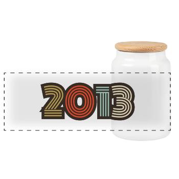 2013 rétro vintage - Boîte à biscuits avec couvercle en bois - blanc - Devant