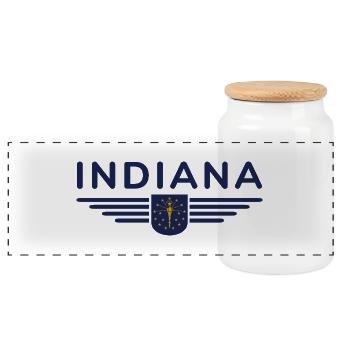 Indiana Fan T-Shirt – Stolz zeigen! - Panorama Keksdose mit Holzdeckel - Weiß - Vorne