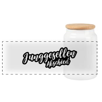 Junggesellen Abschied Jga - Panorama Keksdose mit Holzdeckel - Weiß - Vorne