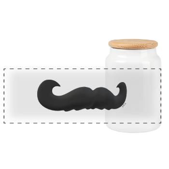 Moustache - Boîte à biscuits avec couvercle en bois - blanc - Devant