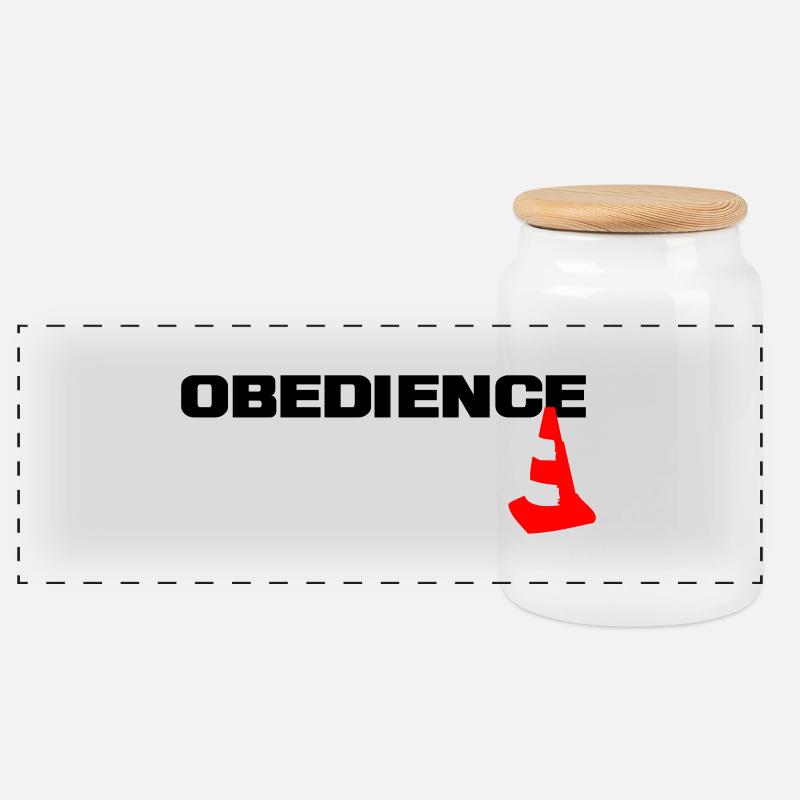 Obedience mit Pylone - Panorama Keksdose mit Holzdeckel - Weiß