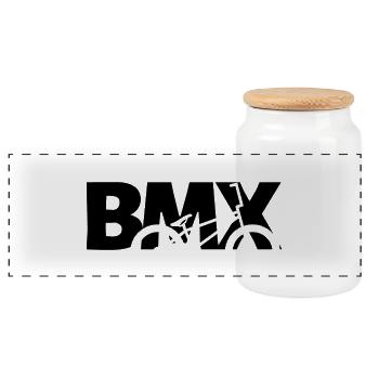 BMX Stunt Shirt for Freestyle Fans - Panoramic Cookie Jar with Wooden Lid - white - Front