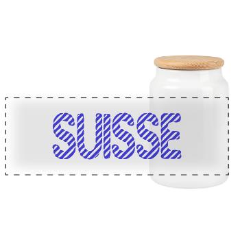 SWITZERLAND. COUNTRY. GENEVA. SWITZERLAND. HUMOR. COUNTRY - Panoramic Cookie Jar with Wooden Lid - white - Front