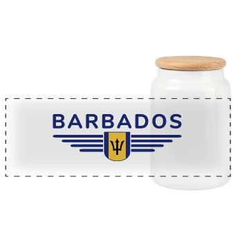 Barbados T-Shirt: Pure Caribbean feeling - Panoramic Cookie Jar with Wooden Lid - white - Front