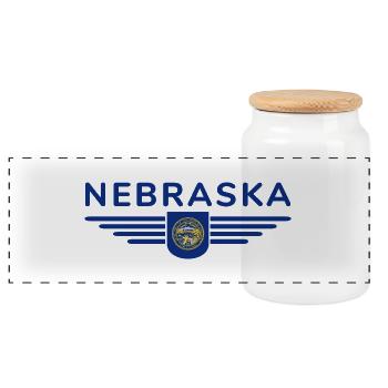 Nebraska Fan T-Shirt – Perfekt für Fans! - Panorama Keksdose mit Holzdeckel - Weiß - Vorne