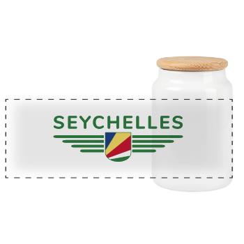Fans des Seychelles : des t-shirts pour rêver sur l’île - Boîte à biscuits avec couvercle en bois - blanc - Devant