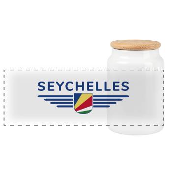 Fans des Seychelles : des t-shirts pour rêver sur l’île - Boîte à biscuits avec couvercle en bois - blanc - Devant