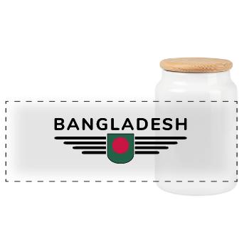Bangladesch Design – Stolz & Kultur - Panorama Keksdose mit Holzdeckel - Weiß - Vorne