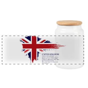 Pinselstrich Union Jack Flagge - Panorama Keksdose mit Holzdeckel - Weiß - Vorne