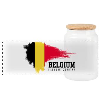 Éclaboussure jaune Rouge - Boîte à biscuits avec couvercle en bois - blanc - Devant