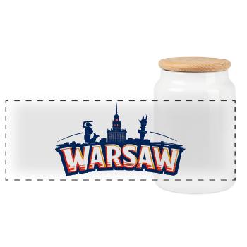 Varsovie - Boîte à biscuits avec couvercle en bois - blanc - Devant