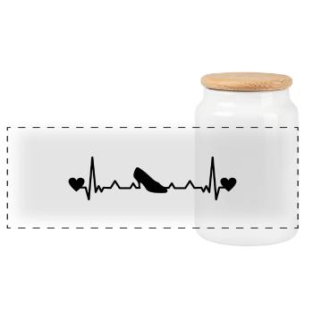 Standard Dancing Shoes Women's Standard Heartbeat - Panoramic Cookie Jar with Wooden Lid - white - Front