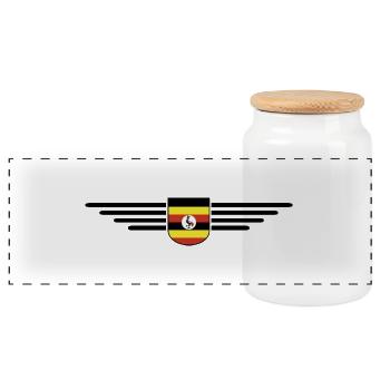 Uganda T-Shirt für Entdecker - Panorama Keksdose mit Holzdeckel - Weiß - Vorne