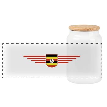 Uganda T-Shirt für Entdecker - Panorama Keksdose mit Holzdeckel - Weiß - Vorne