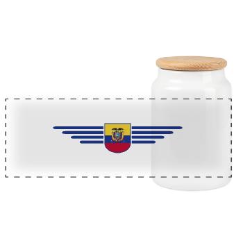 Ecuador Fans T-Shirt Design - Panorama Keksdose mit Holzdeckel - Weiß - Vorne