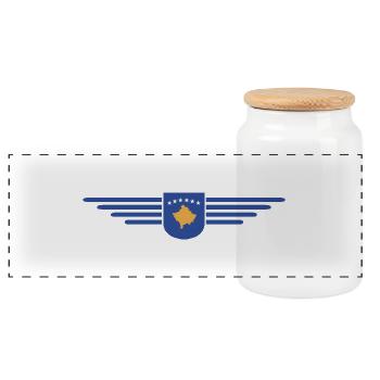 Conception du t-shirt Kosovo Fan - Boîte à biscuits avec couvercle en bois - blanc - Devant