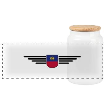 Liechtenstein T-Shirt Design für Fans - Panorama Keksdose mit Holzdeckel - Weiß - Vorne