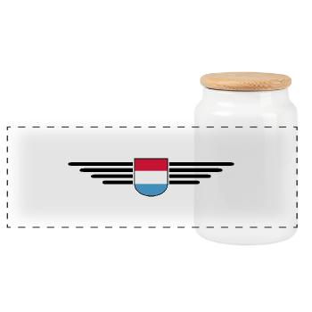 Luxembourg T-Shirt Design for Fans - Panoramic Cookie Jar with Wooden Lid - white - Front