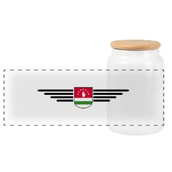 Abkhazia Design – Pride for fans and travelers - Panoramic Cookie Jar with Wooden Lid - white - Front