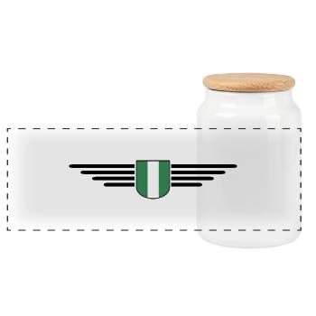 Nigeria Design – Show your love for the country - Panoramic Cookie Jar with Wooden Lid - white - Front