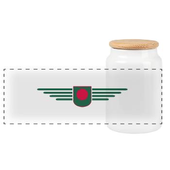 Bangladesch Design – Stolz & Kultur - Panorama Keksdose mit Holzdeckel - Weiß - Vorne
