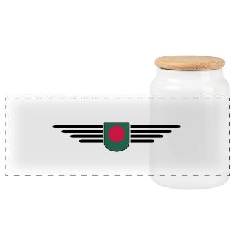 Bangladesch Design – Stolz & Kultur - Panorama Keksdose mit Holzdeckel - Weiß - Vorne