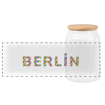 Berlin Germany Fan Flag Design T Shirt - Panoramic Cookie Jar with Wooden Lid - white - Front