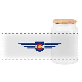 Colorado Fan T-Shirt – Berge & Abenteuer - Panorama Keksdose mit Holzdeckel - Weiß - Vorne