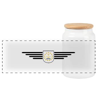 Rhode Island Fan T-Shirt – Stylish & Unique - Panoramic Cookie Jar with Wooden Lid - white - Front