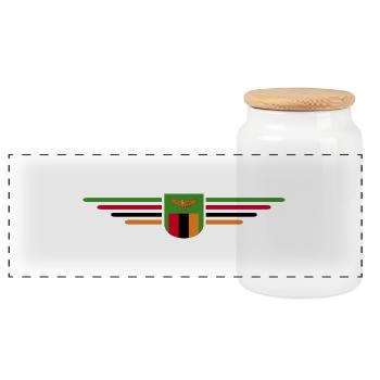 Sambia T-Shirt für Afrika Fans - Panorama Keksdose mit Holzdeckel - Weiß - Vorne