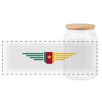 Kamerun Design – Stolz und Vielfalt - Panorama Keksdose mit Holzdeckel - Weiß - Vorne