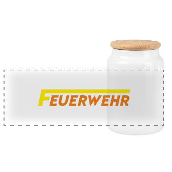 feuerwehr - Panorama Keksdose mit Holzdeckel - Weiß - Vorne