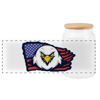 Aigle américain avec drapeau - Boîte à biscuits avec couvercle en bois - blanc - Devant